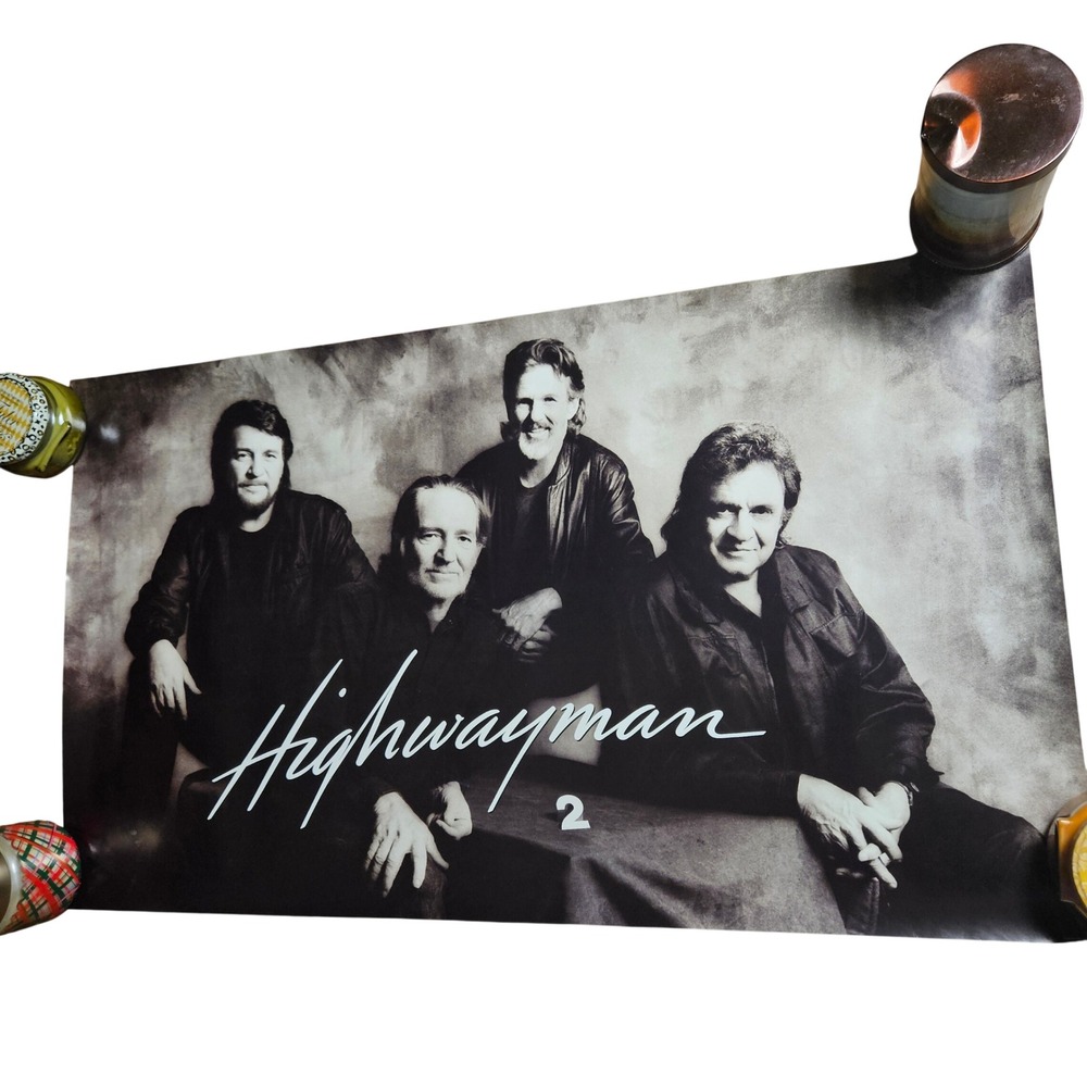The Highwaymen Highwayman 2 Vintage 1990 Promo Album Poster 21x36 CBS Records